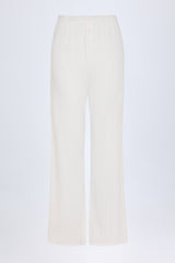 Libby-Pointelle Mid-Rise Straight-Leg Trousers in White
