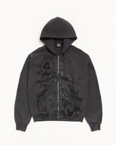 SKULLS ZIP HOODIE PIGMENT DYED