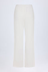 Libby-Pointelle Mid-Rise Straight-Leg Trousers in White