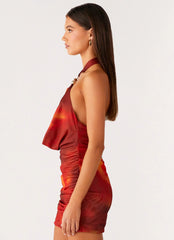 Midnight Ember Mini Dress - Scarlet Blur