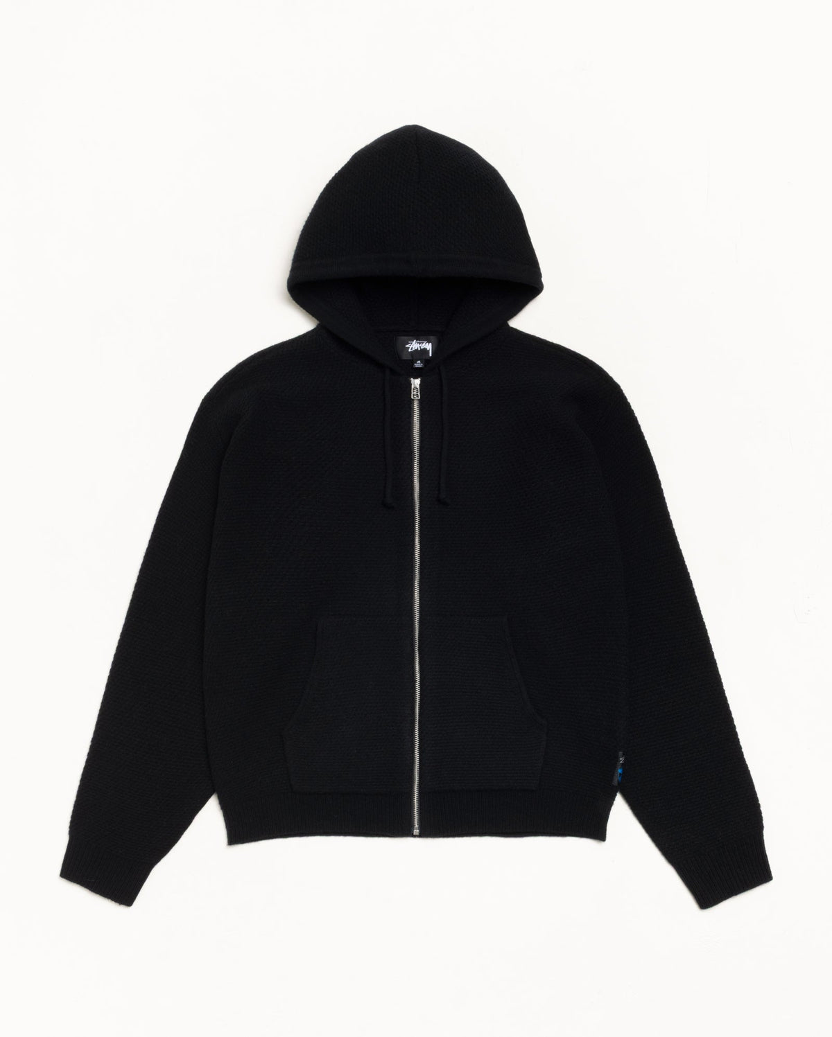 TEXTURED ZIP HOODED SWEATER