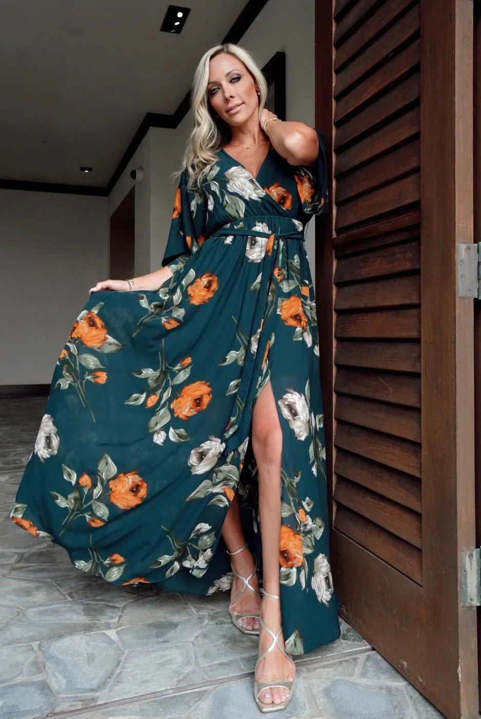 Kia Kimono Maxi Dress | Deep Topaz Floral