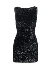 Cinematic Sequin Mini Dress Black