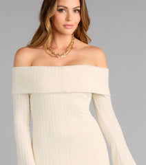 Sweet And Snug Cable Knit Mini Dress
