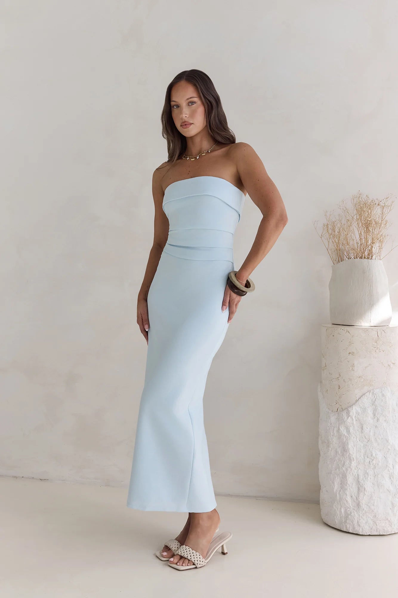 Sunny Daze Strapless Maxi Dress Blue