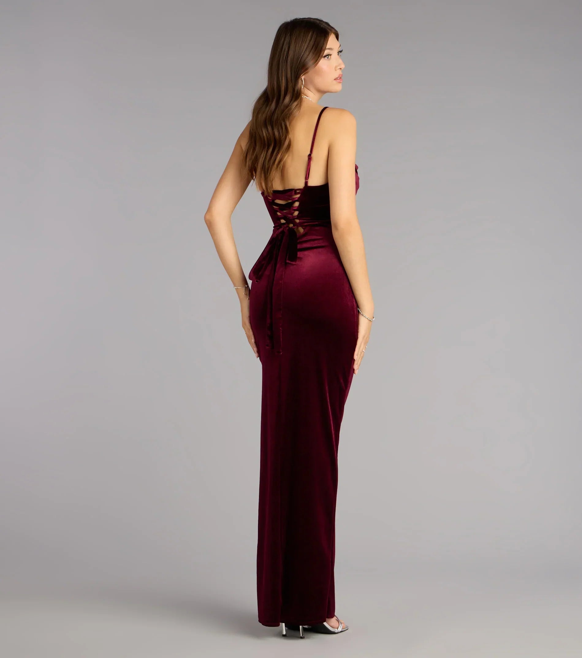 Sloane Velvet Lace-Up Column Dress