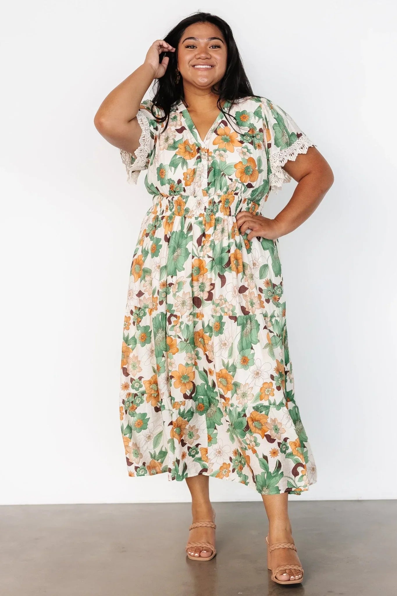 Aliyah Midi Dress | Green Floral