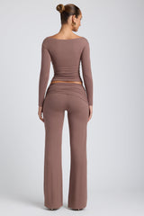 Katya-Mid-Rise Straight-Leg Trousers in Taupe